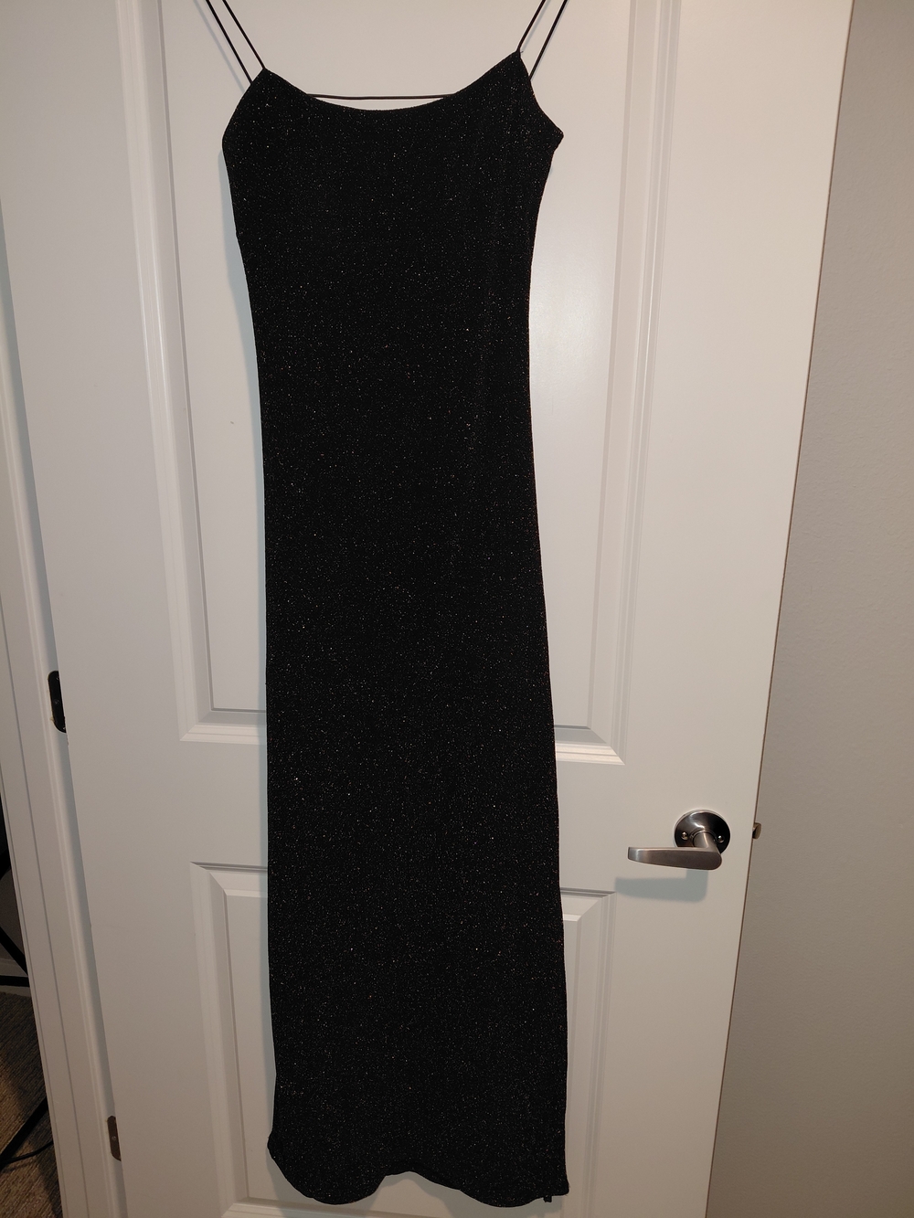 Jodi Kristopher Black Sparkle Maxi Slip Dress